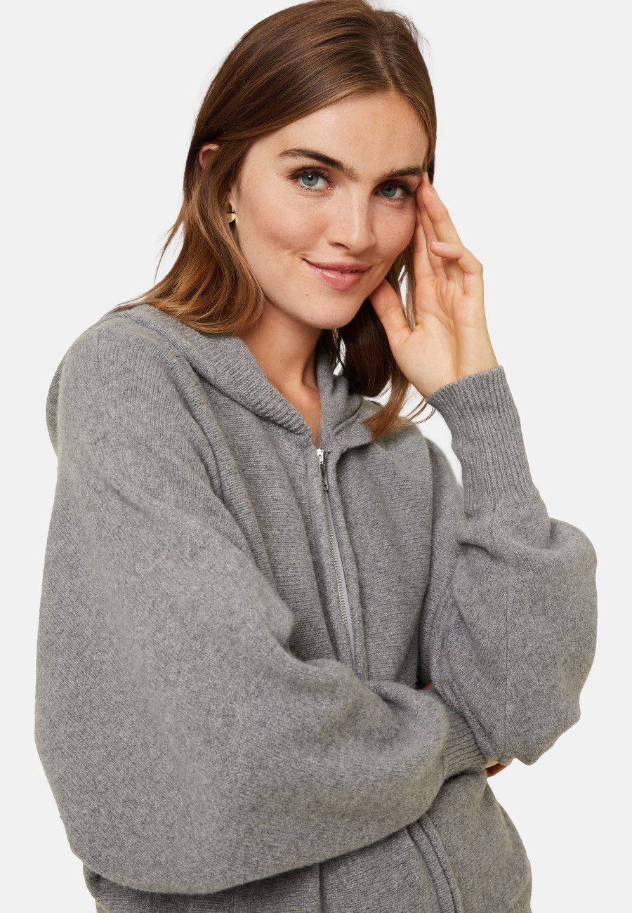 Zipped cashmere blend hooded cardigan - Albin