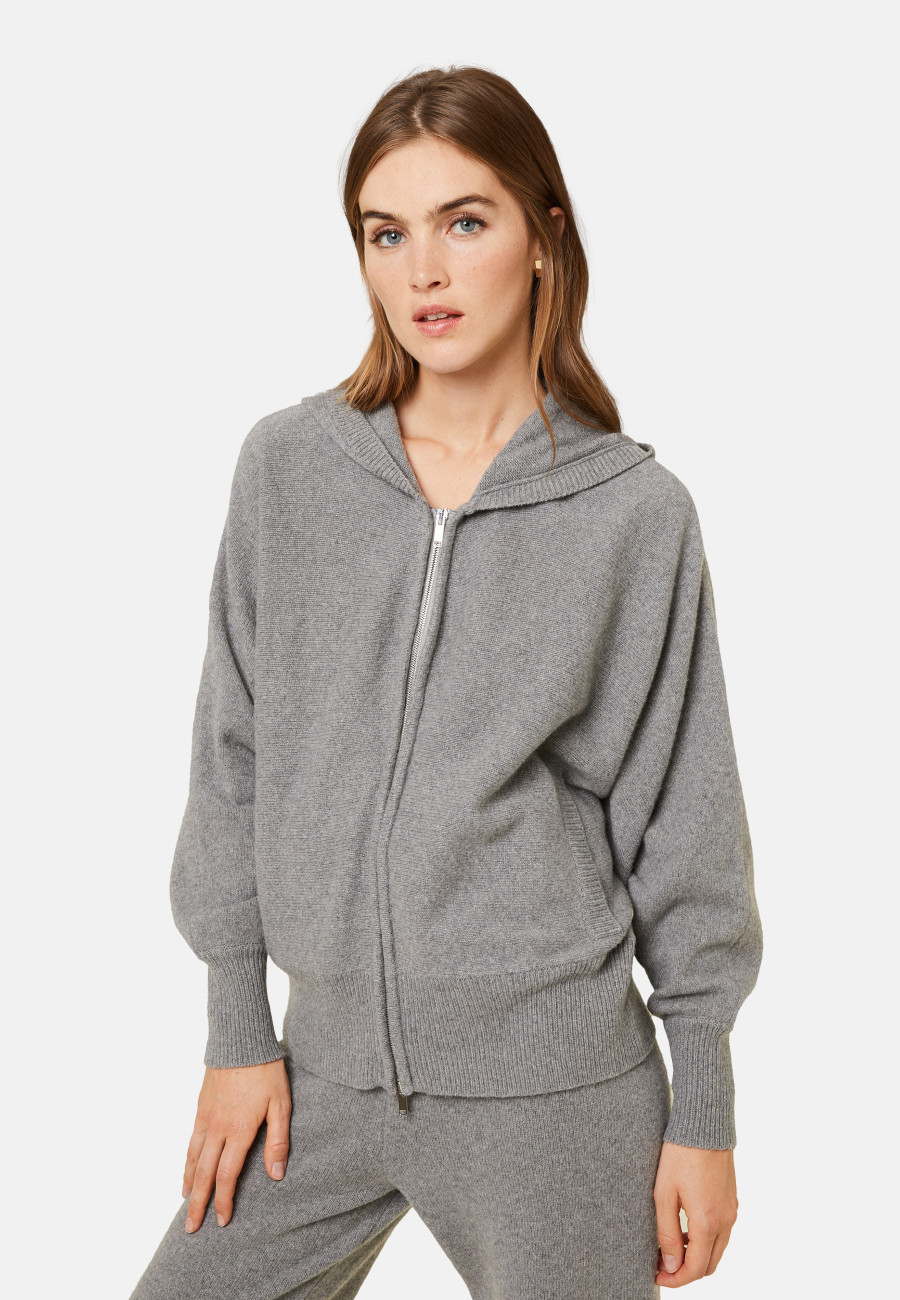 Zipped cashmere blend hooded cardigan - Albin