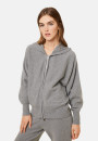 Zipped hoodie with batwing sleeves in recycled cashmere and wool - Albin