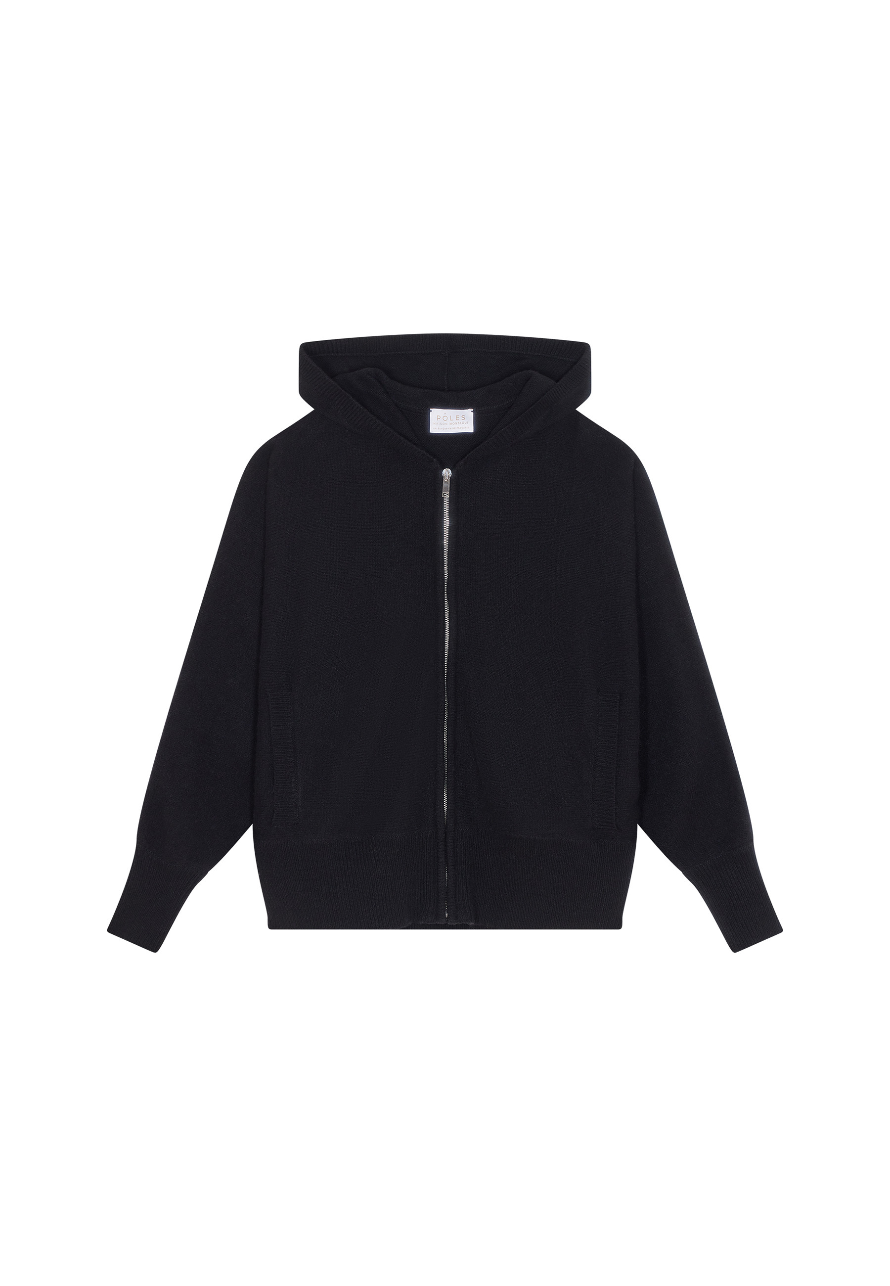 Zipped hoodie with batwing sleeves in recycled cashmere and wool - Albin