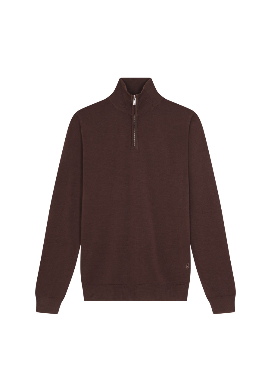 Trucker neck sweater with logo in merino wool - Ryan