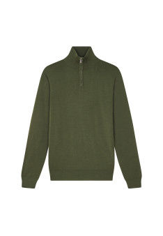 Trucker neck sweater with logo in merino wool - Ryan