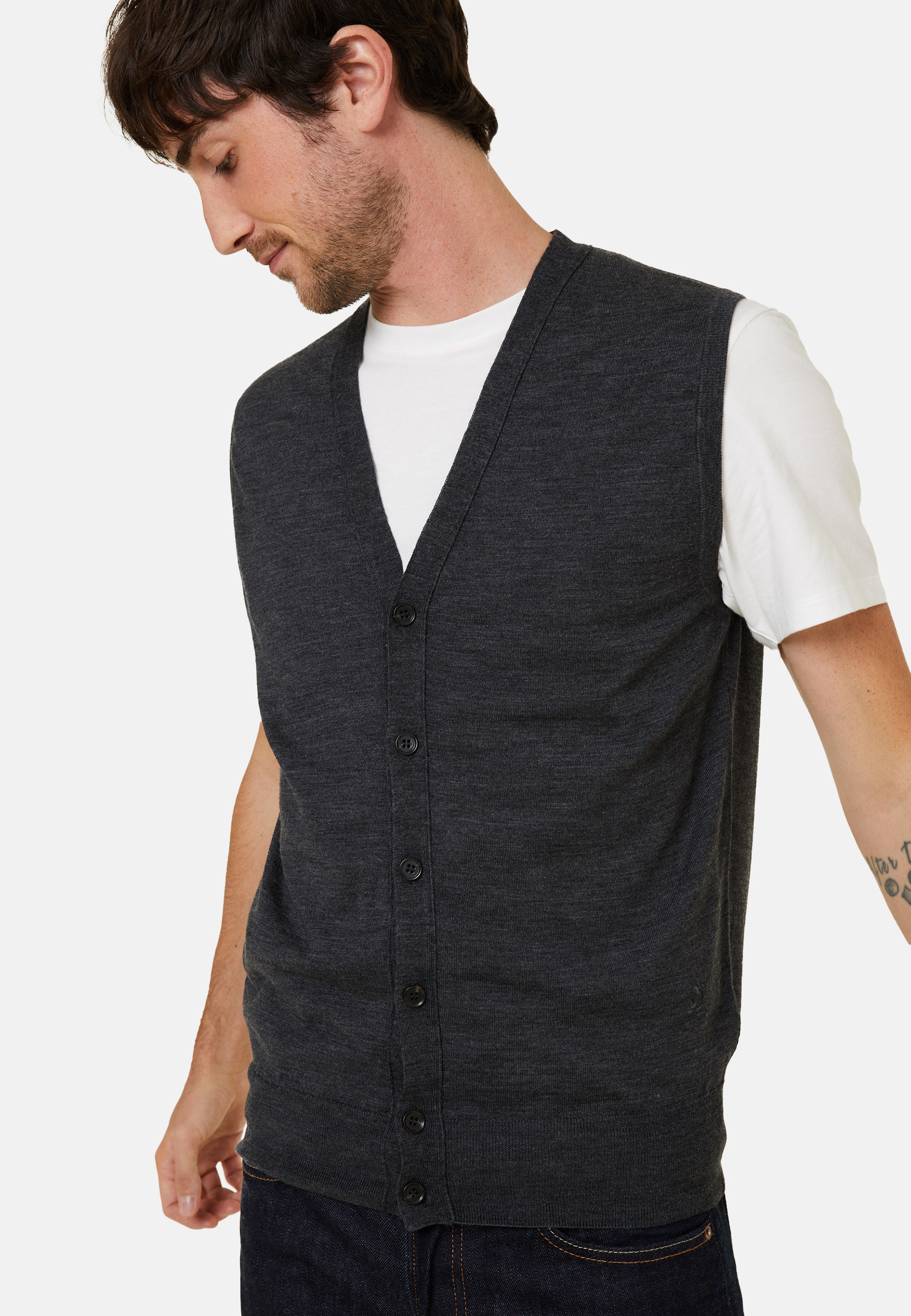 Sleeveless vest with logo in merino wool - Ernardo