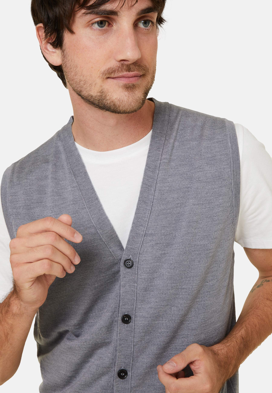 Sleeveless vest with logo in merino wool - Ernardo