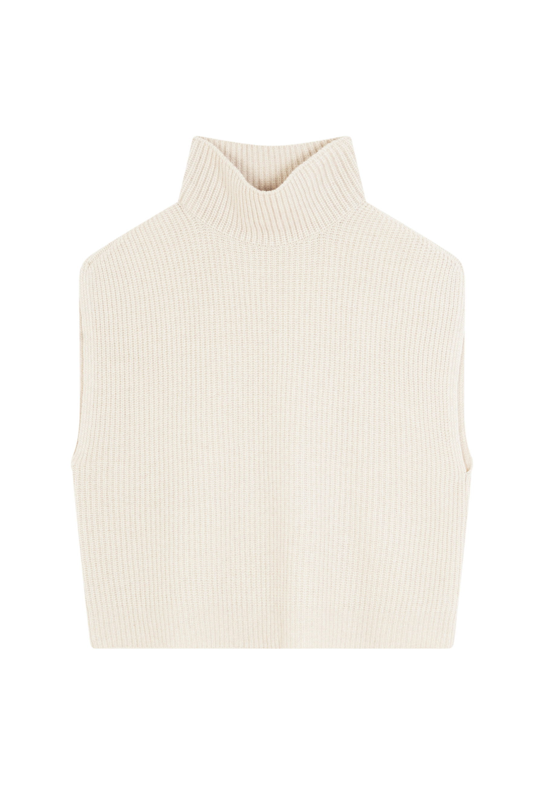 Pull col montant sans manches en cachemire et laine recyclés - Dalya 7801ecru - 82 Ecru
