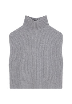 Pull col montant sans manches en cachemire et laine recyclés - Dalya 7801ecru - 82 Ecru