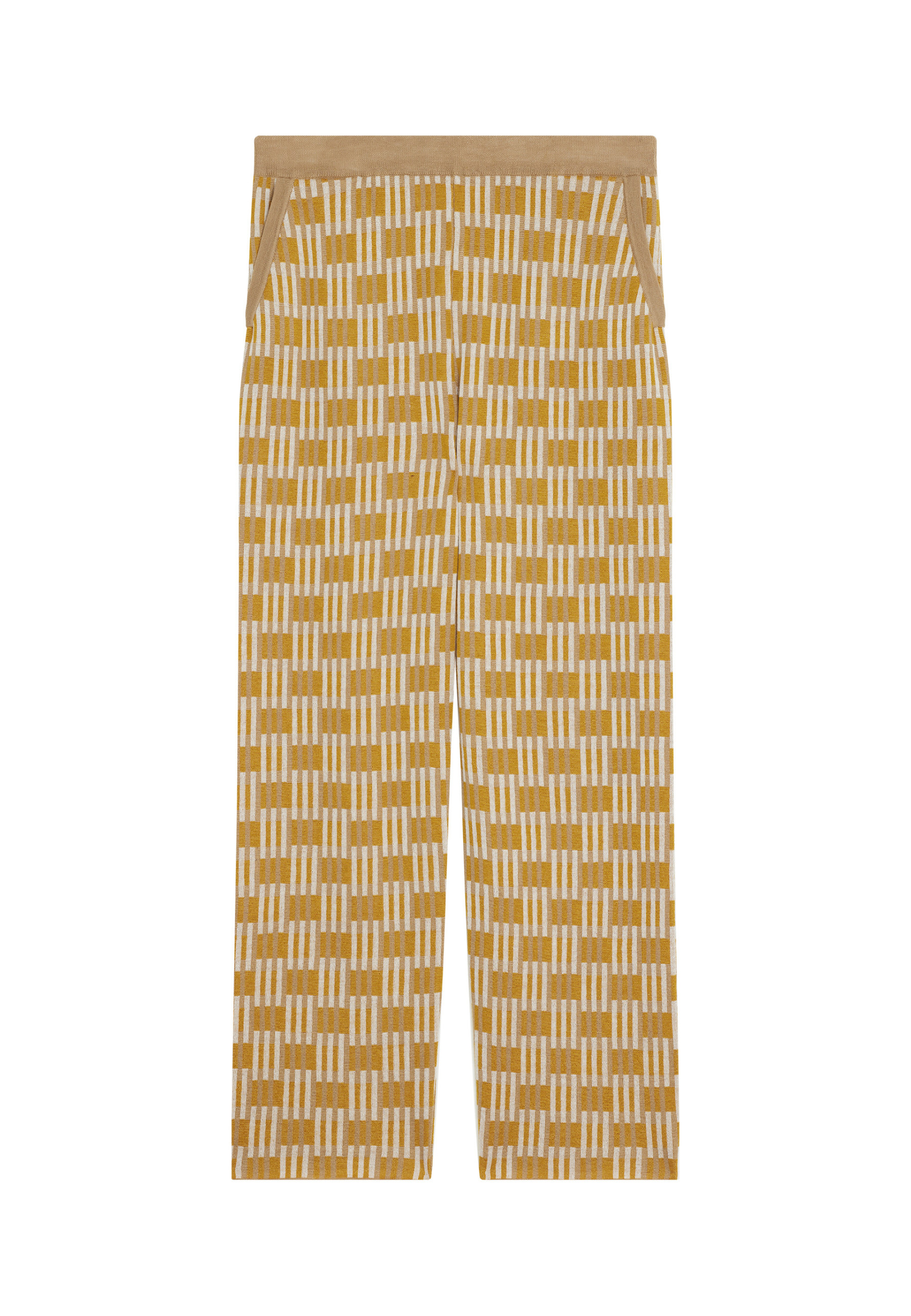 Pantalon à motifs en laine mérinos - Gill 7905 camel/soleil/ecru - 15 Orange