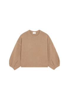 Round-neck sweater with balloon sleeves in recycled cashmere and wool - Lamara