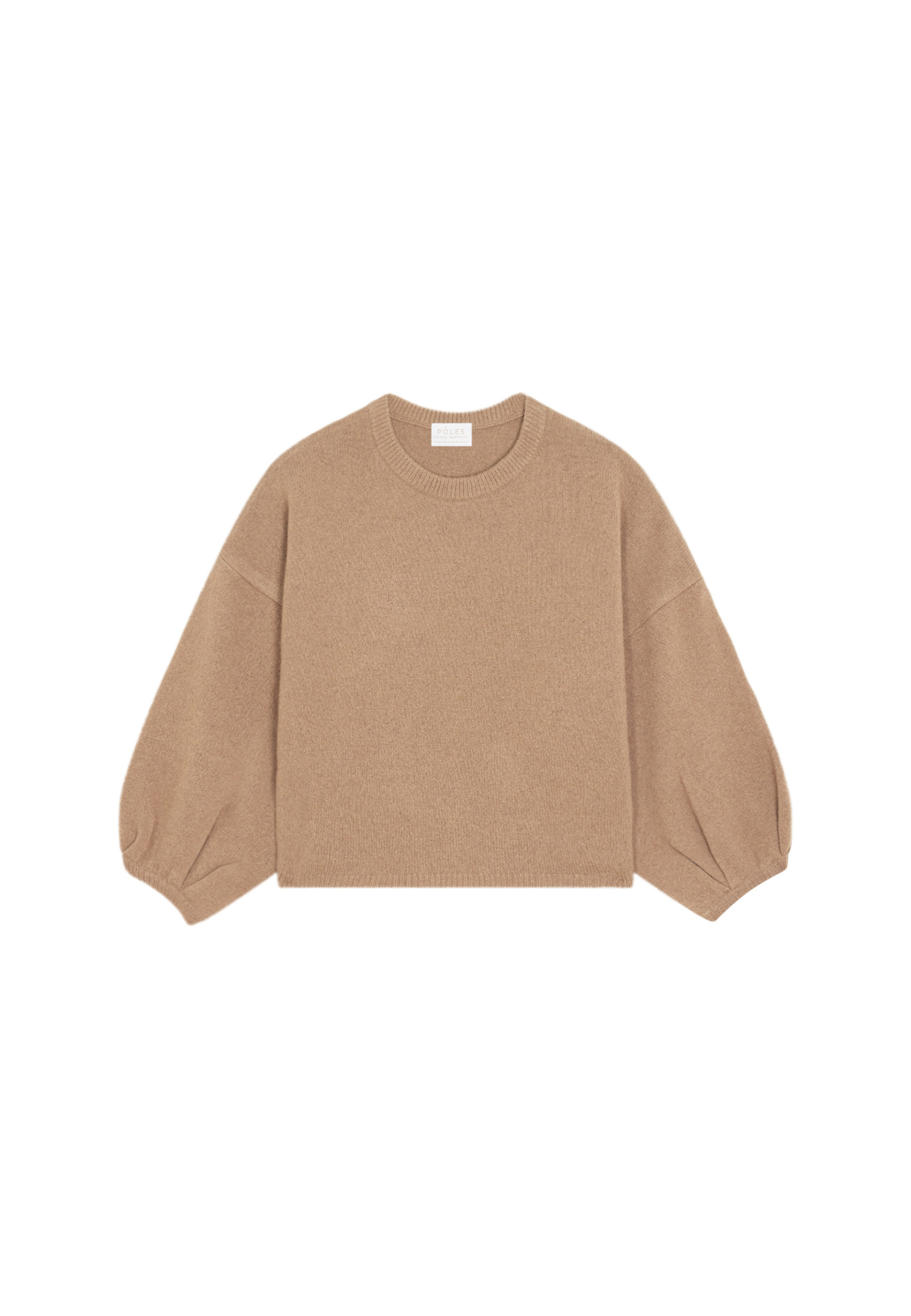 Round-neck sweater with balloon sleeves in recycled cashmere and wool - Lamara