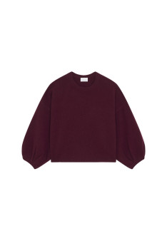 Round-neck sweater with balloon sleeves in recycled cashmere and wool - Lamara