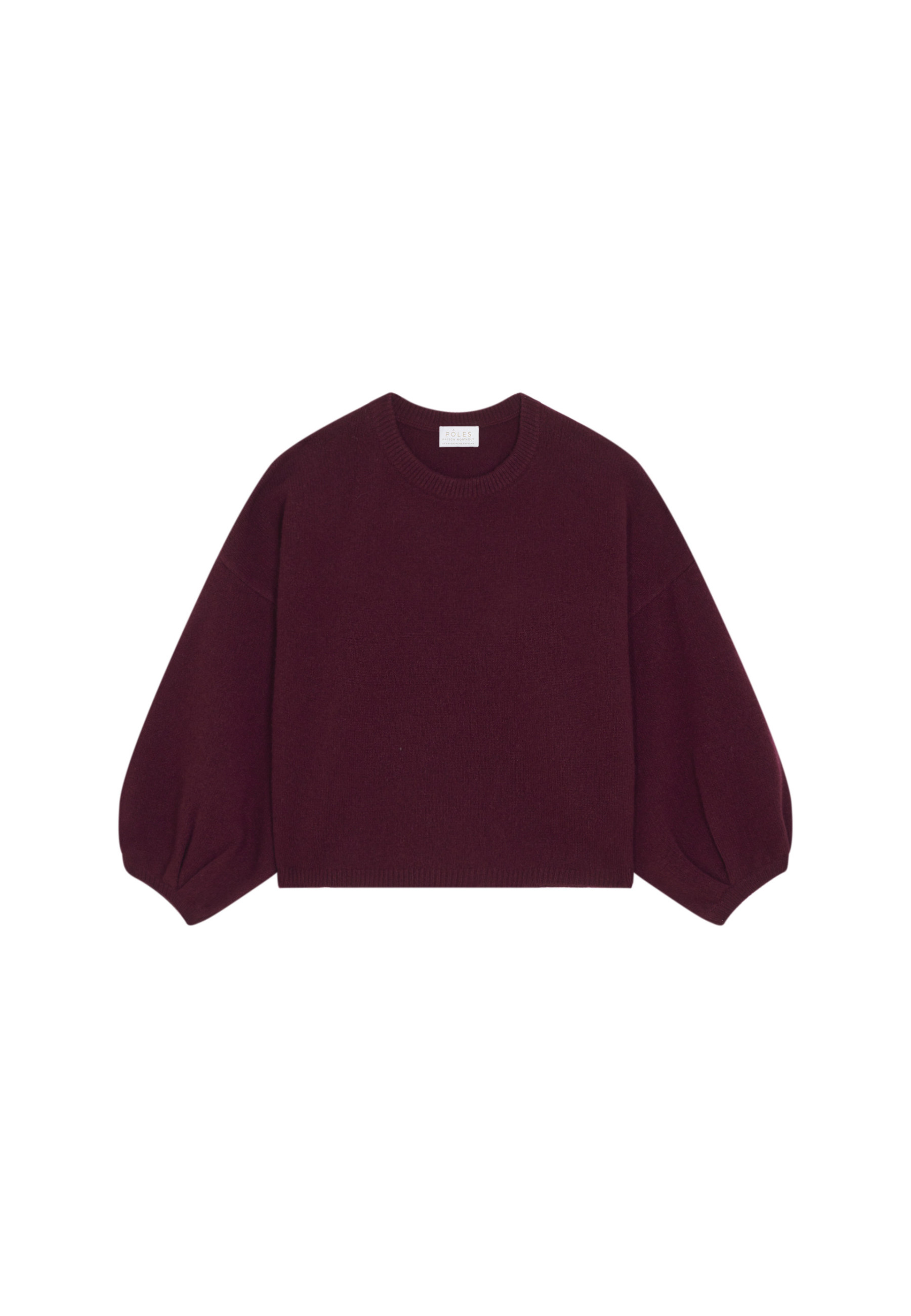 Round-neck sweater with balloon sleeves in recycled cashmere and wool - Lamara