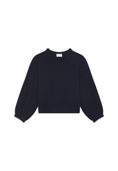 Round-neck sweater with balloon sleeves in recycled cashmere and wool - Lamara