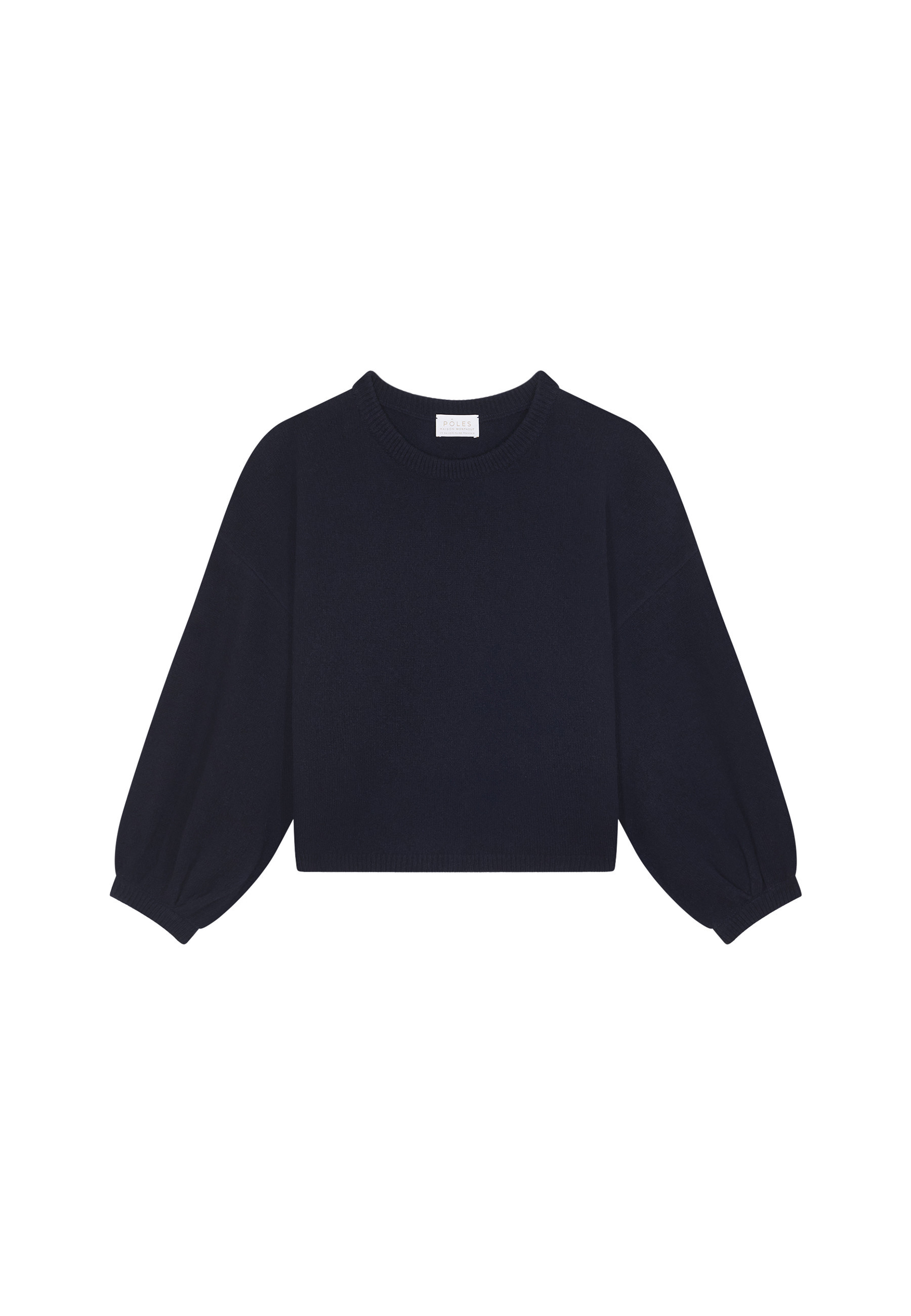 Round-neck sweater with balloon sleeves in recycled cashmere and wool - Lamara