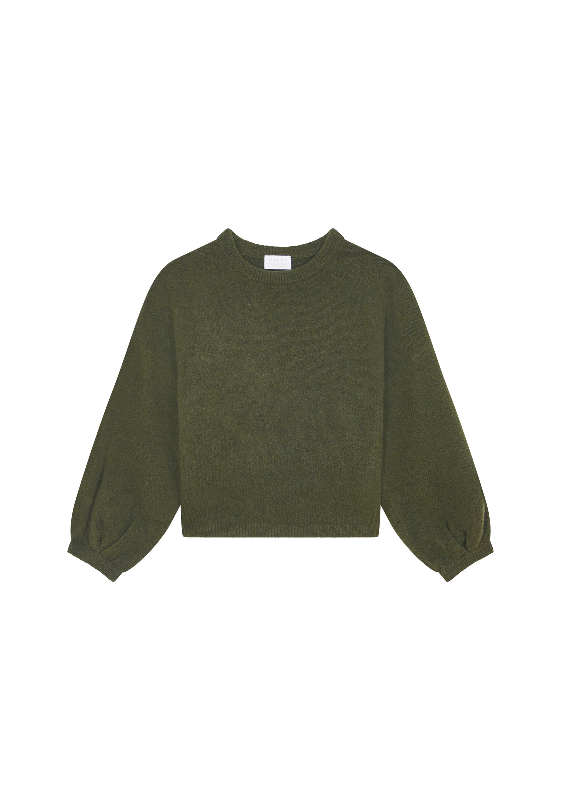 Round-neck sweater with balloon sleeves in recycled cashmere and wool - Lamara
