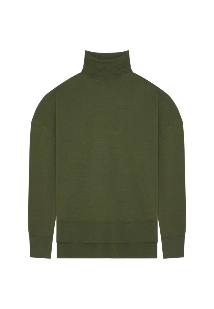 Merino wool turtleneck sweater with slits - Amy