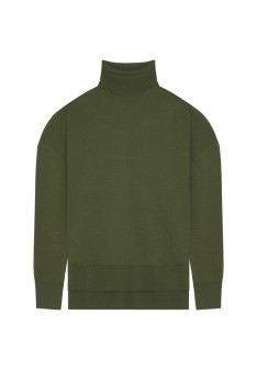 Pull col roulé à fentes en laine mérinos - Amy 7870 ecureuil - 92 Rouille