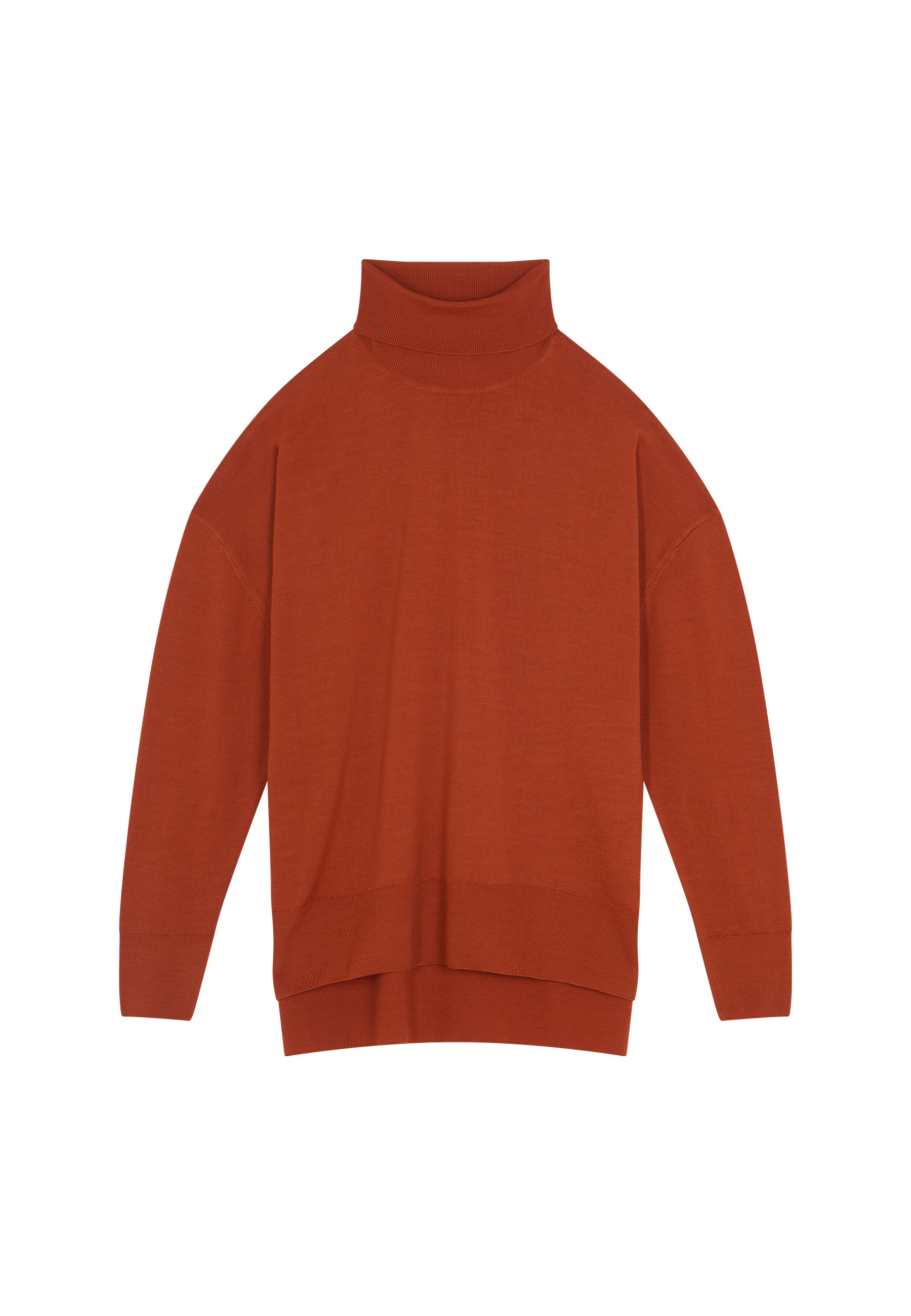 Pull col roulé à fentes en laine mérinos - Amy 7870 ecureuil - 92 Rouille