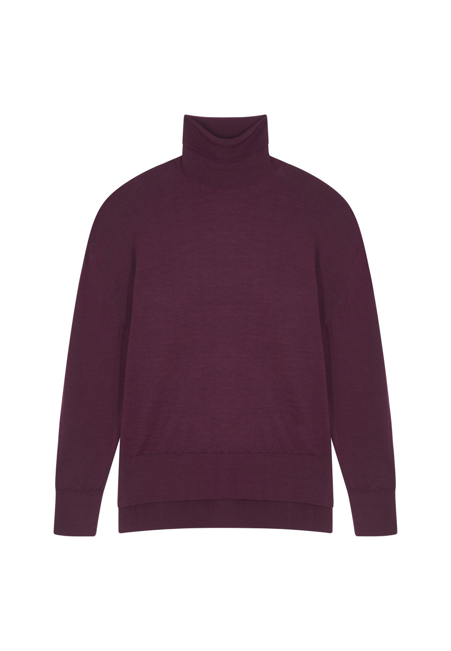 Merino wool turtleneck sweater with slits - Amy