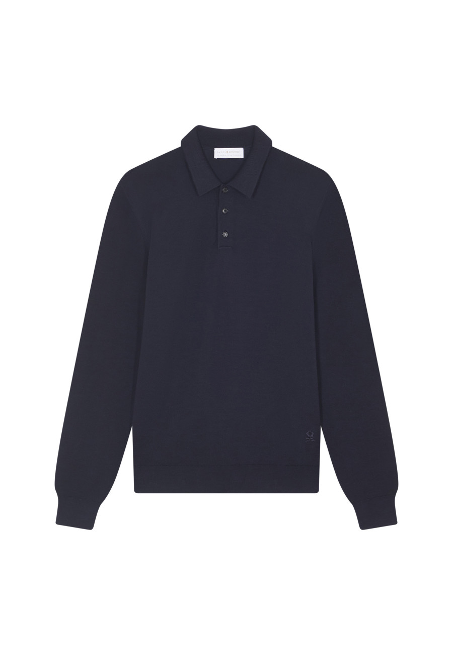 Polo neck sweater with logo in merino wool - Eni