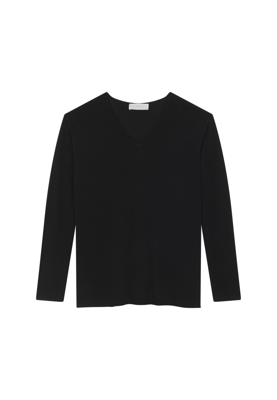 Long-sleeved cashmere bamboo t-shirt with slits - Aeline