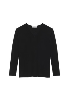 Long-sleeved cashmere bamboo t-shirt with slits - Aelys