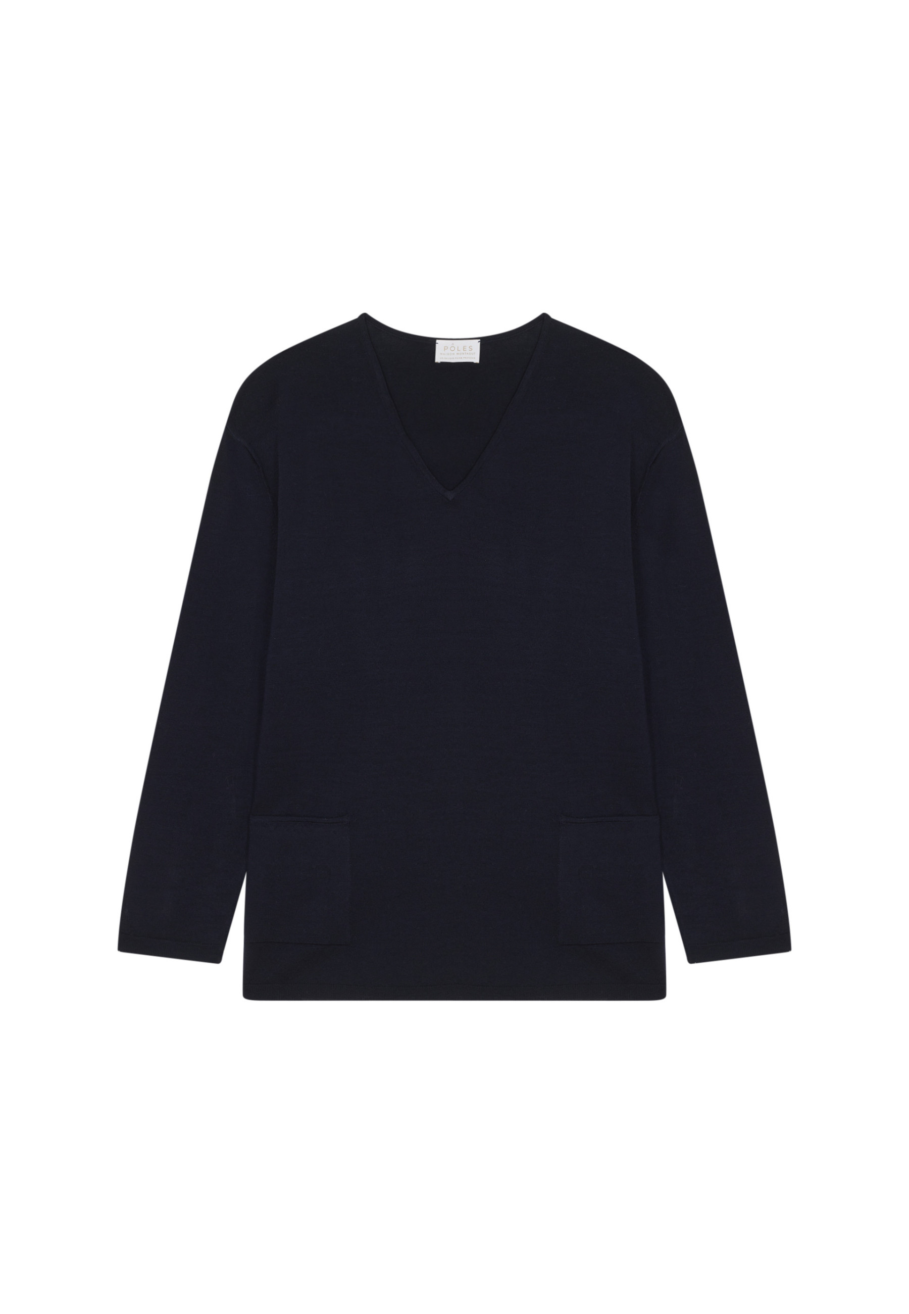 Loose V-neck sweater with pockets in merino wool - Albertine