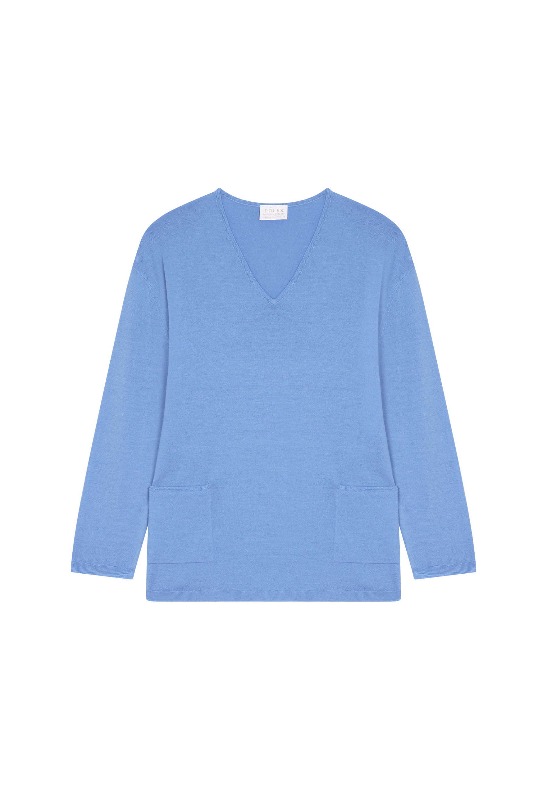 Loose V-neck sweater with pockets in merino wool - Albertine