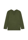Pull ample col V à poches en laine mérinos - Albertine 7852 celadon - 94 Vert amande
