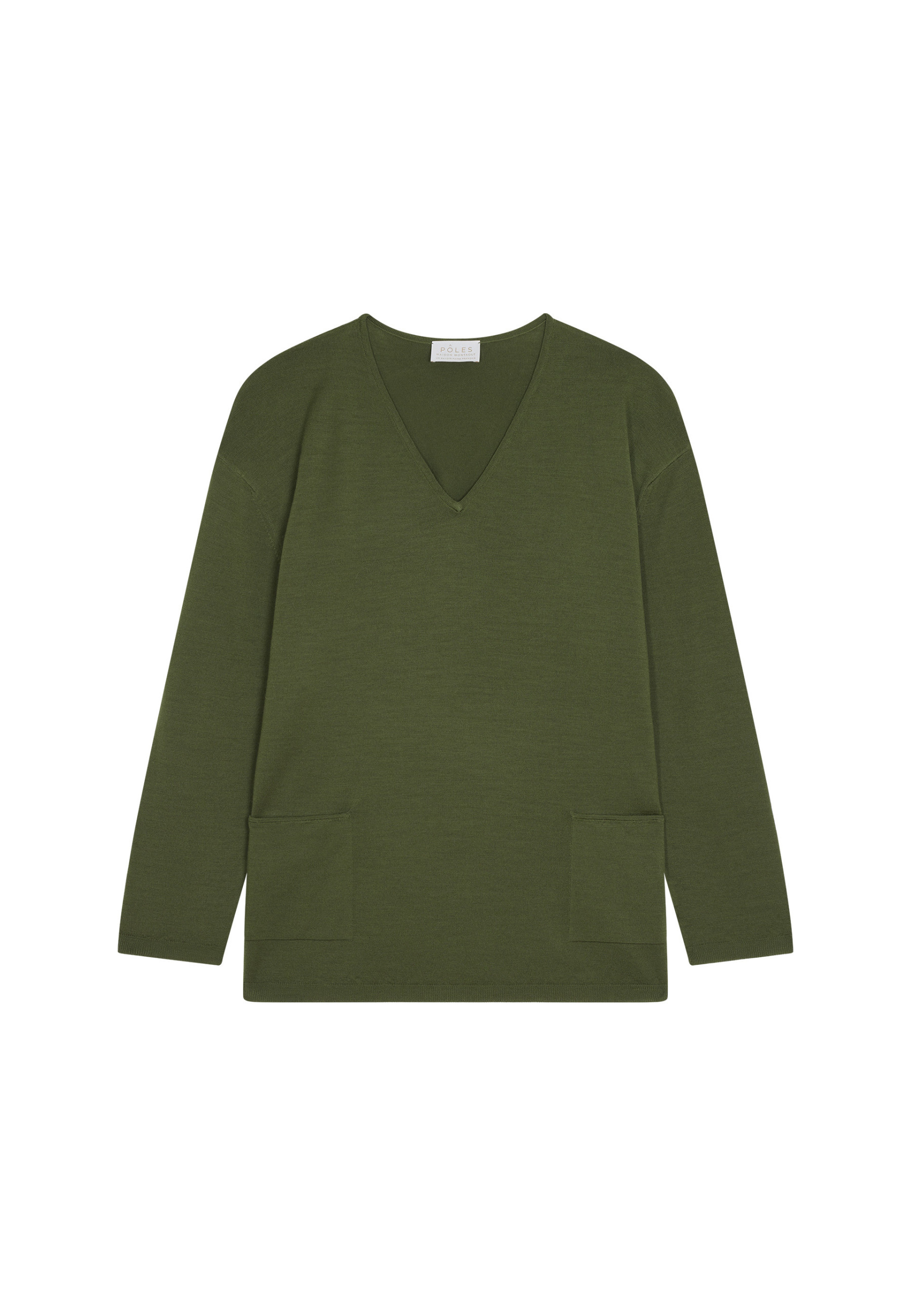 Loose V-neck sweater with pockets in merino wool - Albertine