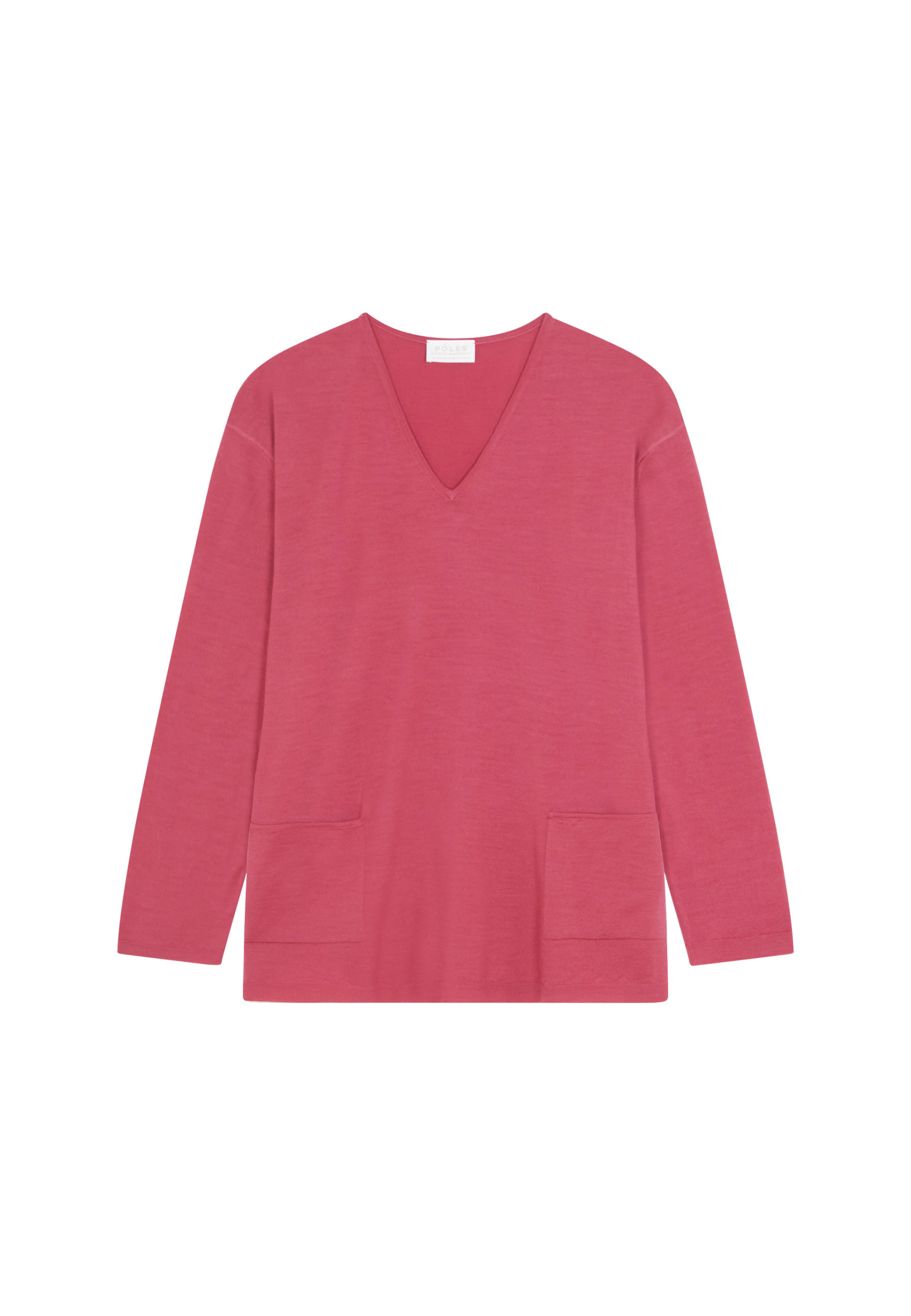 Loose V-neck sweater with pockets in merino wool - Albertine