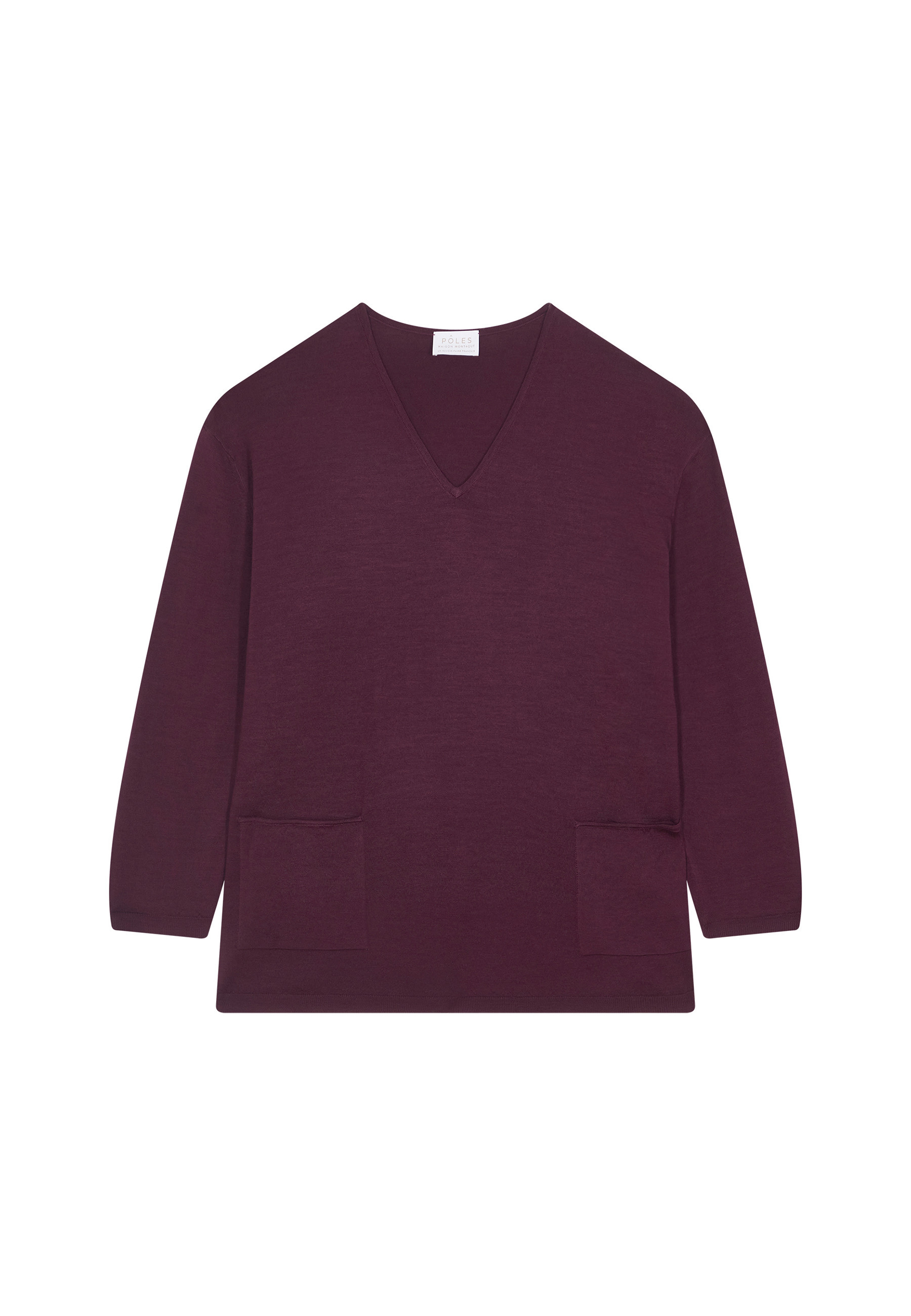 Loose V-neck sweater with pockets in merino wool - Albertine