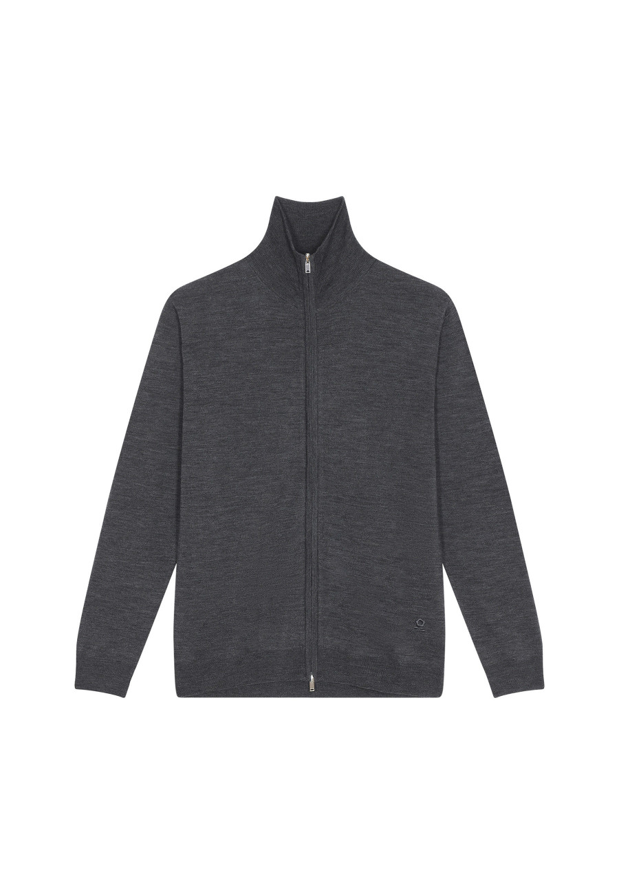 Zipped vest with logo in merino wool - Estian