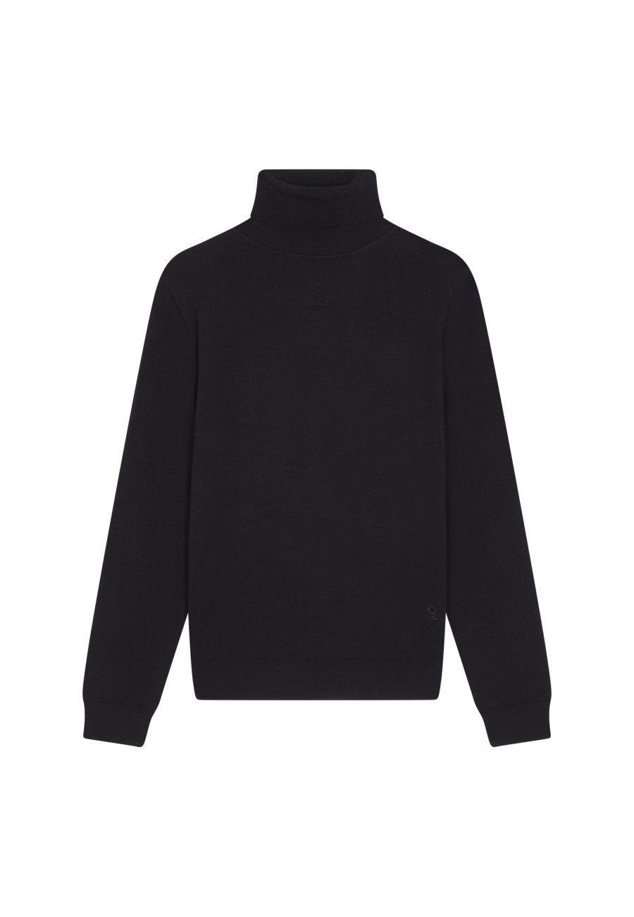 Suéter de gola alta com logotipo em lã merino - Enzo