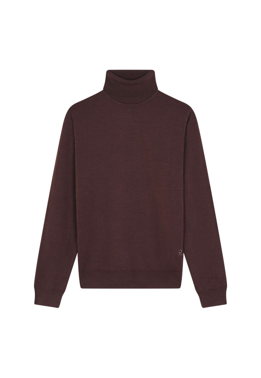 Turtleneck sweater with logo in merino wool - Enzo