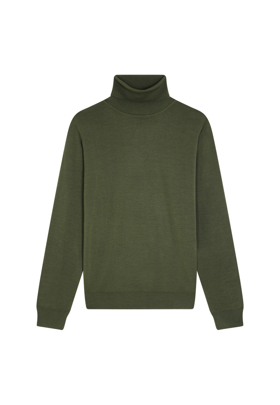 Turtleneck sweater with logo in merino wool - Enzo