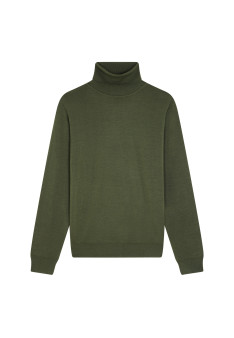 Turtleneck sweater with logo in merino wool - Enzo