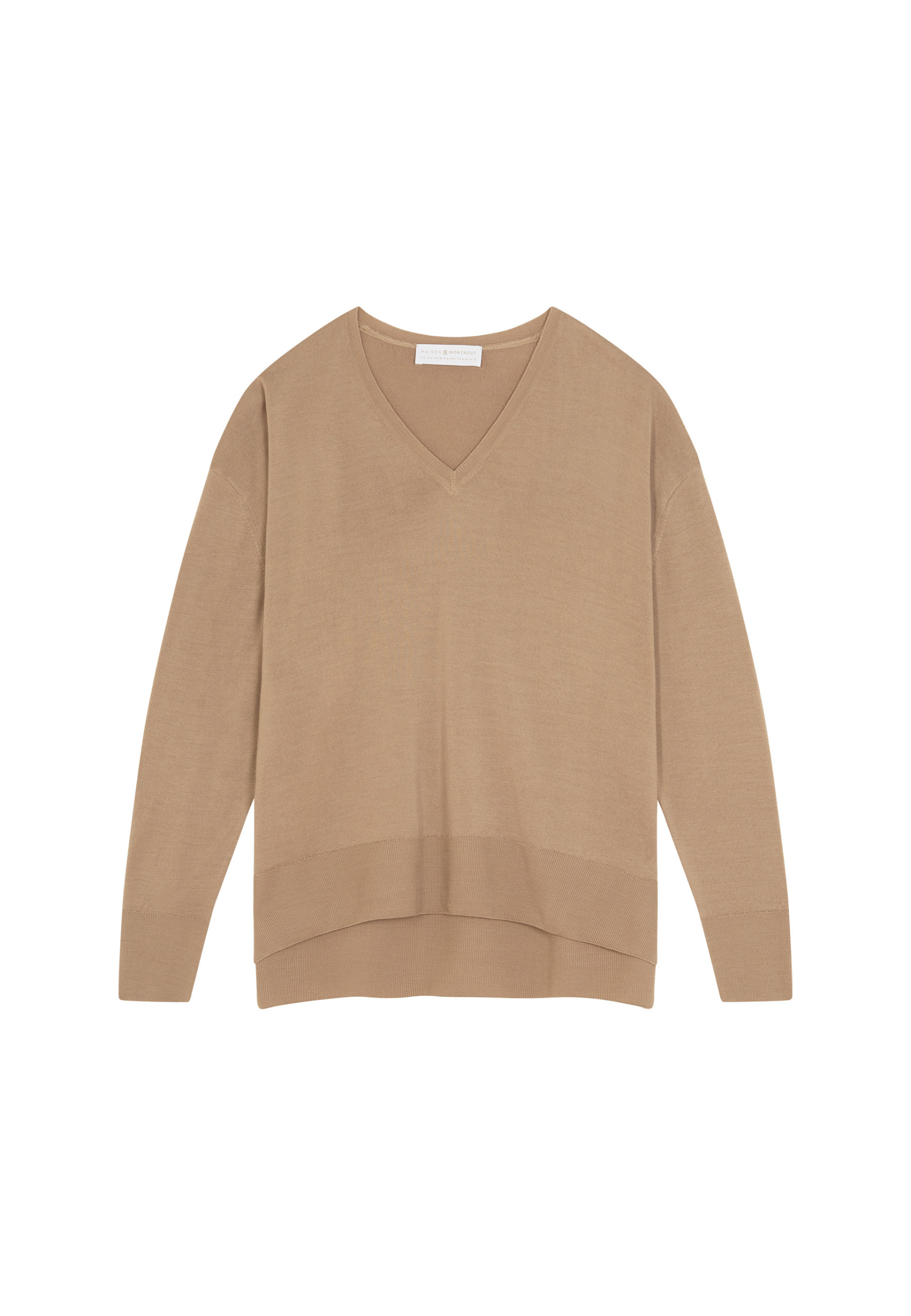 Merino wool V-neck sweater with slits - Aurora