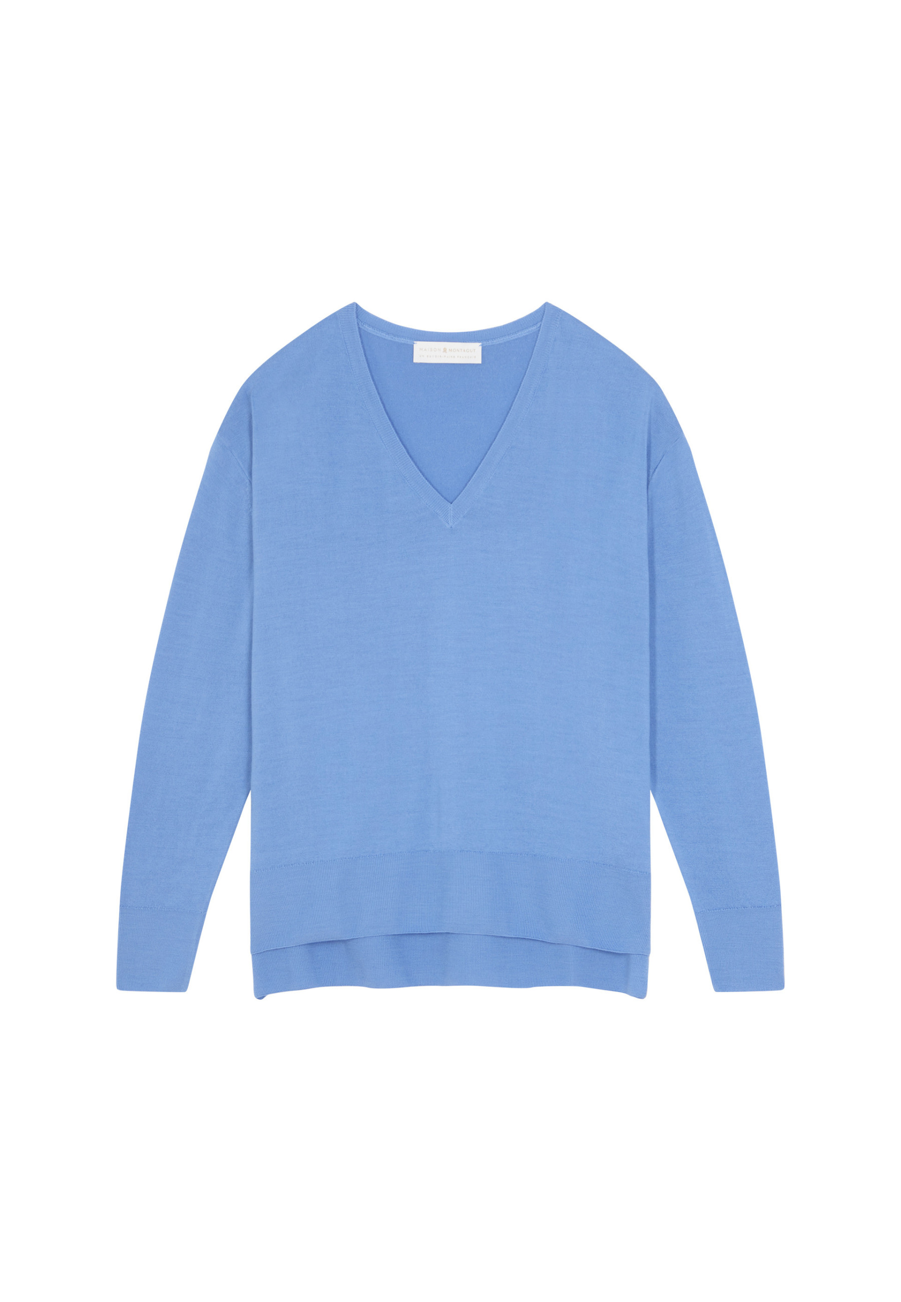 Pull col V à fentes en laine mérinos - Aurora 7882 prune - 18 Violet foncé