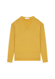 Merino wool V-neck sweater with slits - Aurora