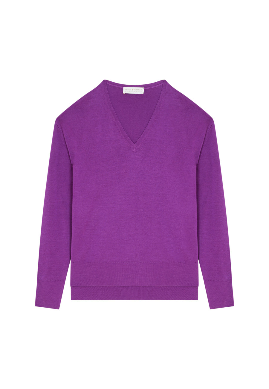 Merino wool V-neck sweater with slits - Aurora