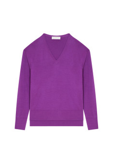Merino wool V-neck sweater with slits - Aurora