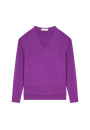 Pull col V à fentes en laine mérinos - Aurora 7882 prune - 18 Violet foncé