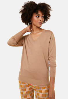 Pull col V en laine mérinos - Arya 7882 prune - 18 Violet foncé