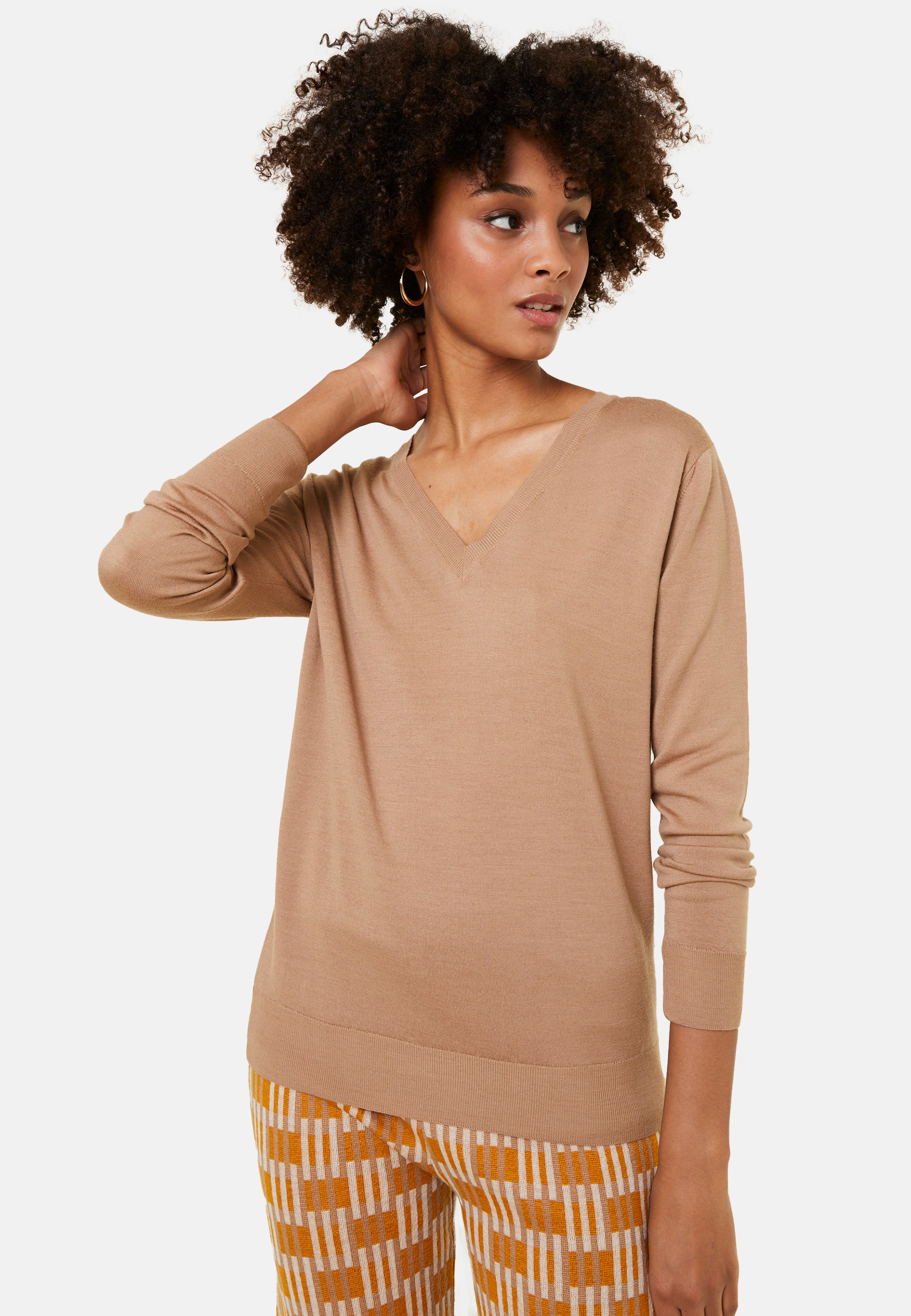 Pull col V en laine mérinos - Arya 7882 prune - 18 Violet foncé