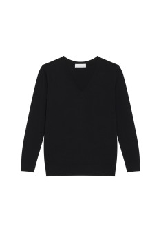 Pull col V en laine mérinos - Arya 7882 prune - 18 Violet foncé