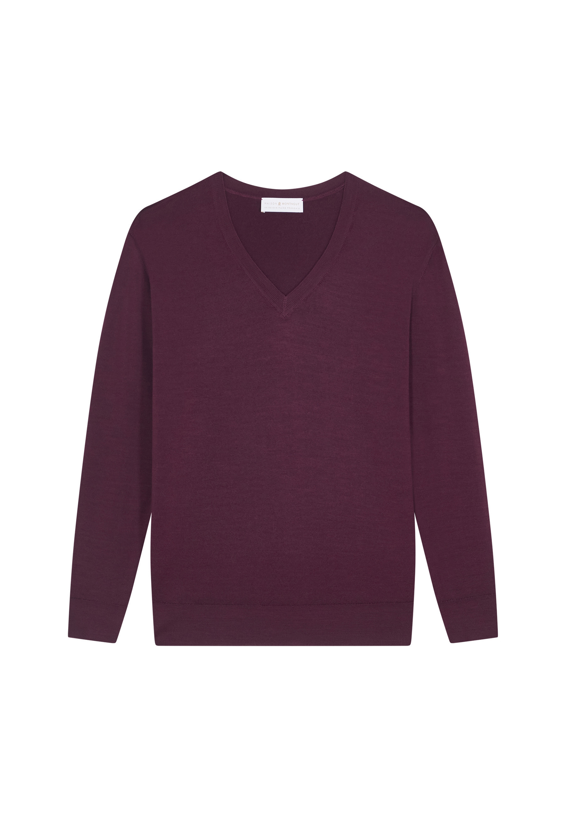 Pull col V en laine mérinos - Arya 7882 prune - 18 Violet foncé