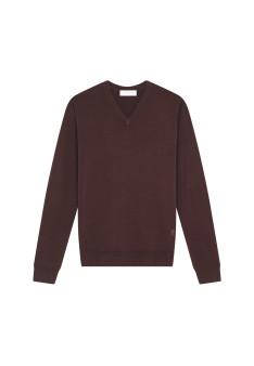 V-neck sweater with logo in merino wool - Elmo