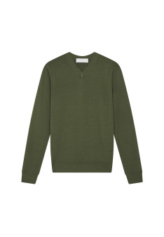 V-neck sweater with logo in merino wool - Elmo