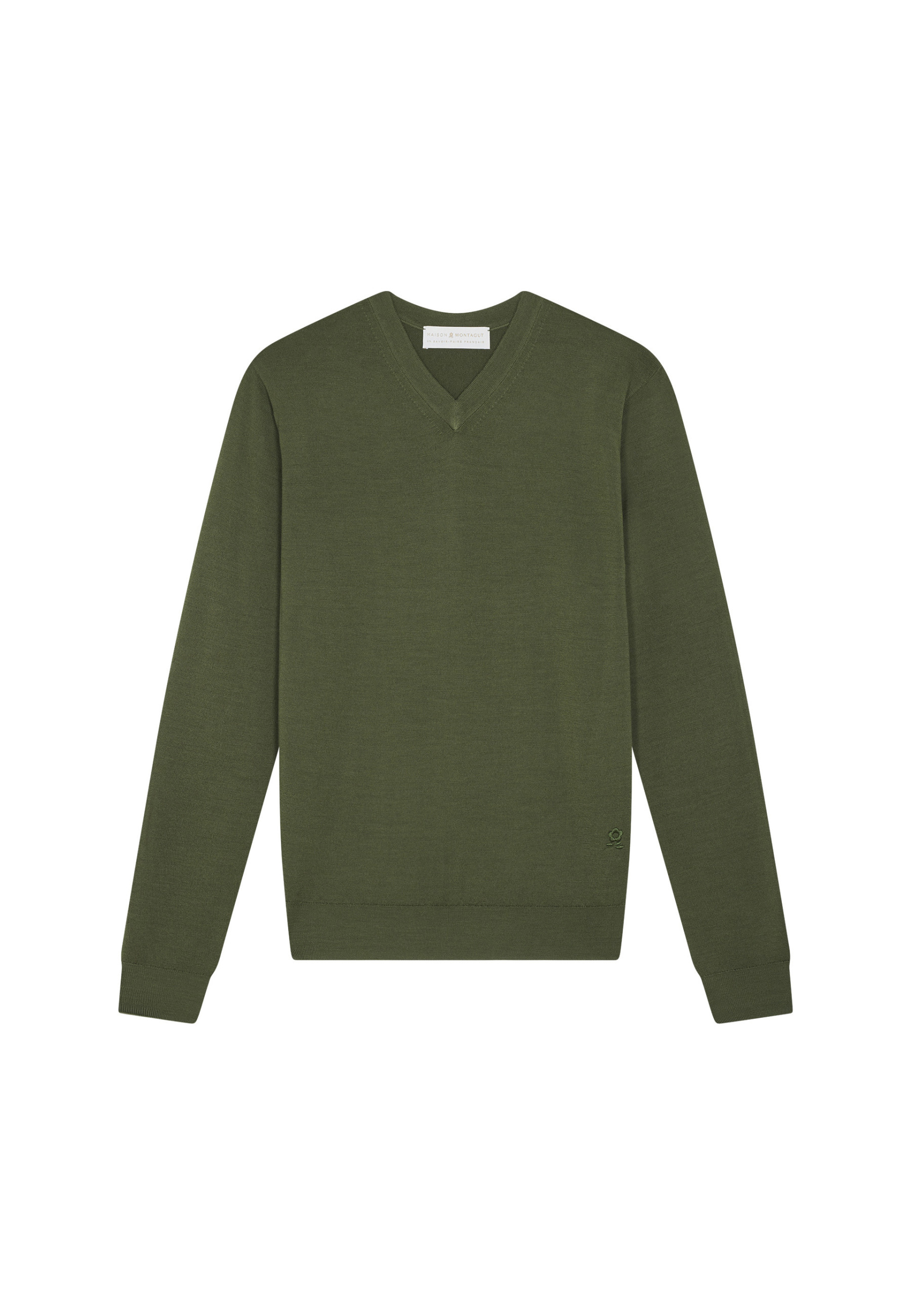 V-neck sweater with logo in merino wool - Elmo