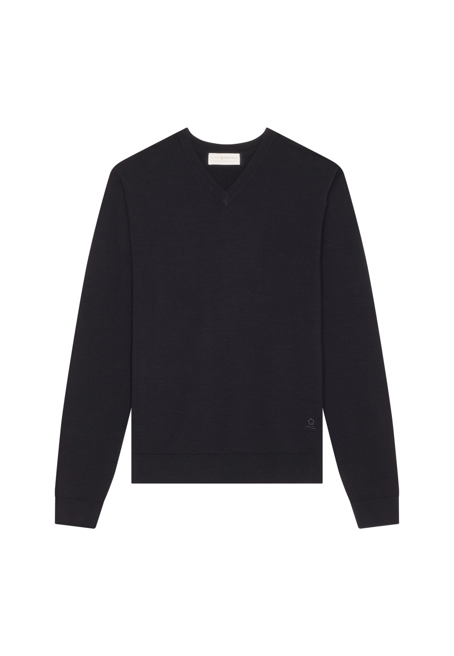 V-neck jumper in merino wool - Elmo